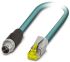 Phoenix Contact Cat6a Straight Male M12 to Straight Male RJ45 Ethernet Cable, Blue PUR Sheath, 15m, Halogen Free