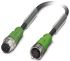 Phoenix Contact Straight Female M12 to Straight Male M12 Sensor Actuator Cable, 4 Core, PUR, 3m