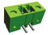 Borne enchufable para PCB Ángulo recto TE Connectivity de 2 vías , paso 3.81mm, 11A, de color Verde, montaje en panel,