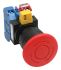 Idec HW Series Red Emergency Stop Push Button, 1NC + 1NO, 22mm Cutout, Panel Mount, IP65