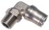Legris LF3600 Series Elbow Threaded Adaptor, R 1/8 Male to Push In 4 mm, Threaded-to-Tube Connection Style