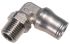 Legris LF3600 Series Elbow Threaded Adaptor, R 1/8 Male to Push In 6 mm, Threaded-to-Tube Connection Style