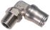 Legris LF3600 Series Elbow Threaded Adaptor, R 1/4 Male to Push In 6 mm, Threaded-to-Tube Connection Style