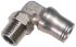 Legris LF3600 Series Elbow Threaded Adaptor, R 3/8 Male to Push In 12 mm, Threaded-to-Tube Connection Style
