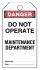 5 x 'Do Not Operate Maintenance Department' Lockout Tag