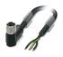 Phoenix Contact SAC-3P- 5.0-PVC/FRS PE SCO Right Angle Female M12 to Unterminated Sensor Actuator Cable, PVC, 5m