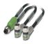Phoenix Contact Straight Male 3 way M8 to Right Angle Female 3 way M8 Sensor Actuator Cable, 1.5m