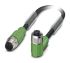 Phoenix Contact SAC-4P-M12MS Straight Male M12 to Right Angle Female M12 Sensor Actuator Cable, 4 Core, PUR, 3m