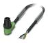 Phoenix Contact SAC-5P Right Angle Male M12 to Sensor Actuator Cable, 5 Core, PUR, 5m