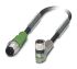 Phoenix Contact Straight Male 3 way M12 to Right Angle Female 3 way M8 Sensor Actuator Cable, 300mm
