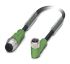 Phoenix Contact SAC-3P-M12MS Straight Male M12 to Right Angle Female M8 Sensor Actuator Cable, 3 Core, PUR, 300mm