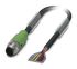 Phoenix Contact 12芯传感器执行器电缆, M12, 1.5m长, PVC黑色/灰色护套, SAC系列 1554775