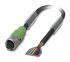 Phoenix Contact Straight Female 12 way M12 to Unterminated Sensor Actuator Cable, 1.5m