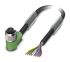 Phoenix Contact SAC-8P Right Angle Female M12 to Sensor Actuator Cable, 8 Core, PUR, 10m