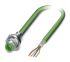 Phoenix Contact Cat5 Straight Male M12 to Unterminated Ethernet Cable, Green PUR Sheath, 500mm