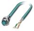 Phoenix Contact Cat5 Straight Female M12 to Unterminated Ethernet Cable, Blue PUR Sheath, 2m