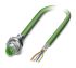 Phoenix Contact Cat5 Straight Male M12 to Unterminated Ethernet Cable, Green PUR Sheath, 5m