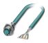 Phoenix Contact Cat5 Straight Female M12 to Unterminated Ethernet Cable, Blue PUR Sheath, 500mm
