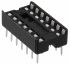 Amphenol FCI 2.54mm Pitch Straight 14 Way, Through Hole Stamped Pin Open Frame IC Dip Socket, 1A