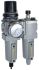 Parker G 1/2 FRL, Automatic Drain, 5μ Filtration Size - With Pressure Gauge