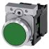Siemens, SIRIUS ACT Non-illuminated Green Flat Push Button Complete Unit, NO, 22mm Momentary Screw