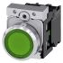 Siemens, SIRIUS ACT Illuminated Green Flat Push Button Complete Unit, NO, 22mm Momentary Screw