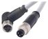 HARTING Right Angle Female 3 way M8 to Straight Male 3 way M8 Sensor Actuator Cable, 1m