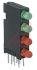 Dialight NYÁK-ra szerelhető LED állapotjelző Zöld Derékszögű, Átmenő furat, 4 db LED, 60°