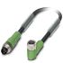 Phoenix Contact Right Angle Female 3 way M8 to Straight Male 3 way M8 Sensor Actuator Cable, 1.5m