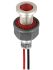 Sloan Red Indicator, 12V dc, 6.2mm Mounting Hole Size, Lead Wires Termination, IP68
