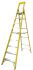 RS PRO Fibreglass 9 steps Step Ladder, 2.49m platform height
