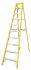 RS PRO Fibreglass 10 steps Step Ladder, 2.8m open length