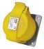 Amphenol Industrial, CMA IP44 Yellow Panel Mount 2P + E Industrial Power Socket, Rated At 16A, 110 V