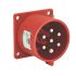 Scame, Optima Seven IP44 Red Panel Mount 6P + E Industrial Power Plug, Rated At 32A, 415 V
