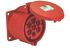Conector de potencia industrial Hembra, Formato 6P + E, Orientación Recto, Optima, Rojo, 415 V, 32A, IP44