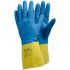 Tegera TEGERA Blue, Yellow Latex, Neoprene Chemical Resistant Work Gloves, Size 6