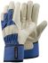 Tegera TEGERA Beige, Blue Cotton, Leather Abrasion Resistant Work Gloves, Size 10