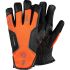 Tegera TEGERA Black, Orange Leather Cut Resistant Work Gloves, Size 10