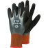 Guantes de trabajo de Acrílico, Poliéster (forro) Negro, Gris, Naranja Tegera serie TEGERA, talla 7, con recubrimiento
