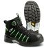 Jalas 9945 Unisex Black, Green Aluminium Toe Capped Safety Shoes, UK 1.5, EU 34