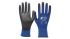 NITRAS SAFETY NITRAS SKIN Black, Blue Nylon Abrasion Resistant Gloves, Size 8, Polyurethane Coating