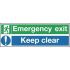 Flugtvejsskilt Polyester, Emergency Exit, Keep Clear, Engelsk Skilt