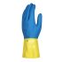 Skytec CH301 Blue, Yellow Cotton Chemical Resistant Gloves, Size 7, S, Natural Rubber Coating