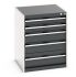 Bott, 5 Drawer Sheet Steel Floor Standing Cabinet, 650 x 650 x 800mm