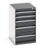 Bott, 5 Drawer Sheet Steel Floor Standing Cabinet, 525 x 650 x 800mm