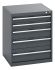 Bott, 5 Drawer Sheet Steel Floor Standing Cabinet, 650 x 650 x 800mm