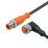 ifm electronic Straight Male 1 way M12 to Right Angle Female 1 way M12 Actuator/Sensor Cable, 6m