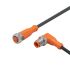 ifm electronic Right Angle Male 1 way M12 to Straight Female 1 way M12 Actuator/Sensor Cable, 700mm