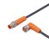 ifm electronic Straight Male 3 way M8 to Right Angle Female 3 way M8 Communication Cable, 400mm