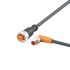 ifm electronic Right Angle Male 4 way M8 to Straight Female 5 way M12 Communication Cable, 300mm